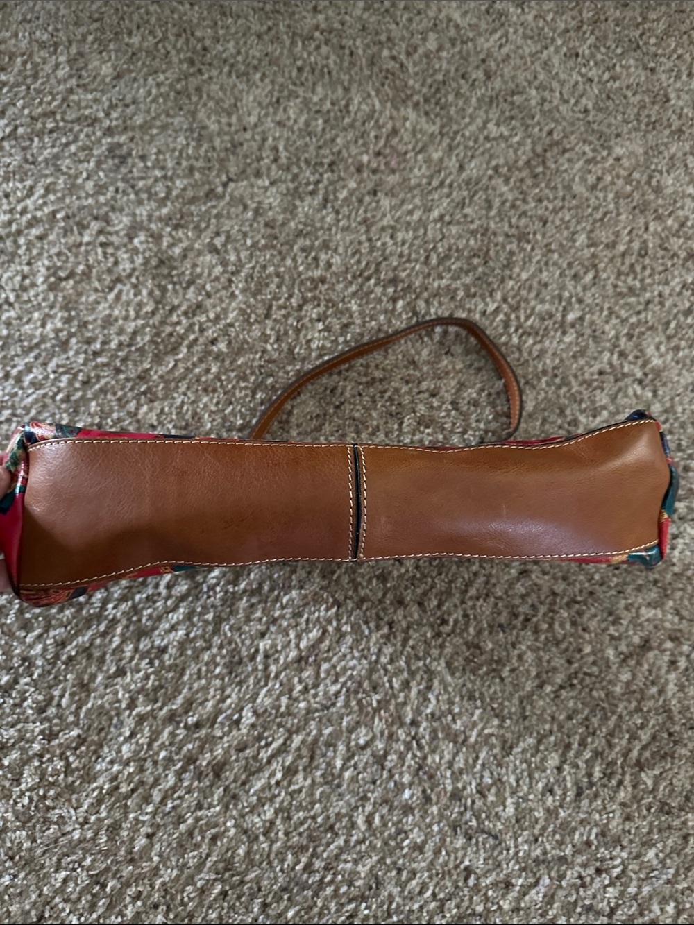 Patricia Nash Red Floral Frame-Top Shoulder Bag with Brown Leather Trim - Picture 6 of 6